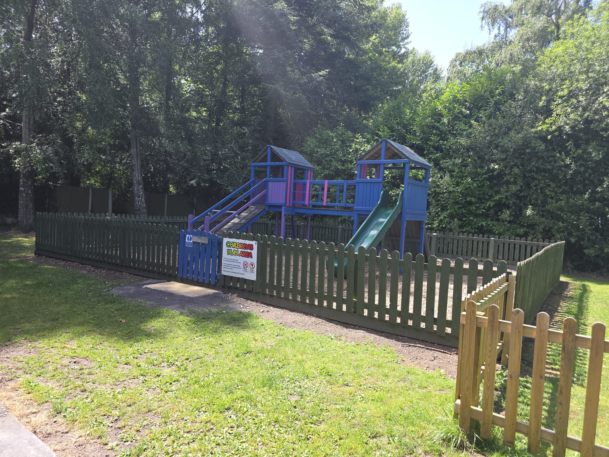 Children's play area with slide