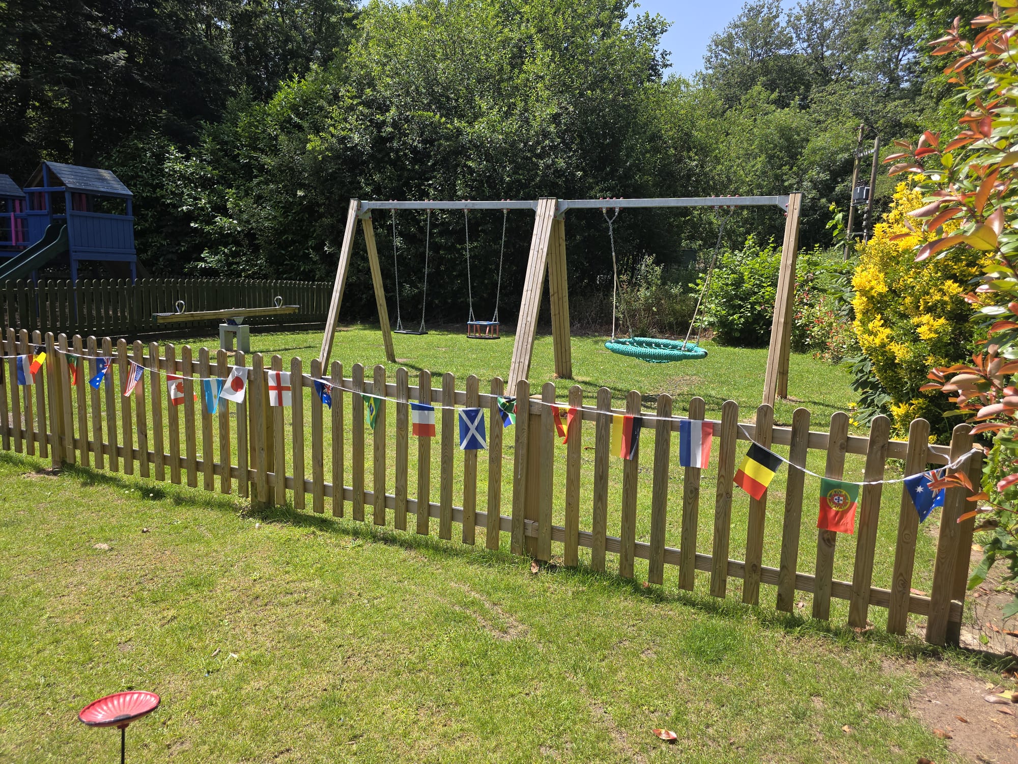 Children's play area with swings